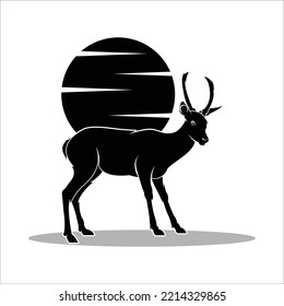 Simple black deer silhouette logo illustration