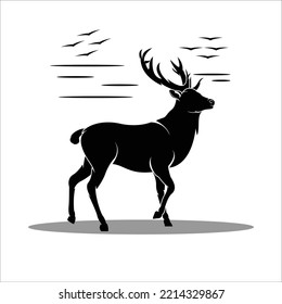 Simple black deer silhouette logo illustration
