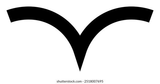 Simple black design of bird-like wings in a symmetrical pattern. Ideal for logos, design, branding, nature themes, corporate identity. Minimalist, clean, modern.