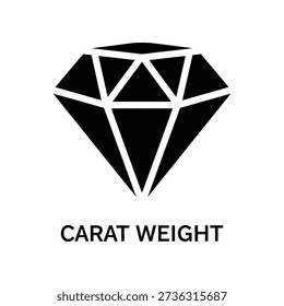 Simple black diamond graphic with carat weight text below it on white background
