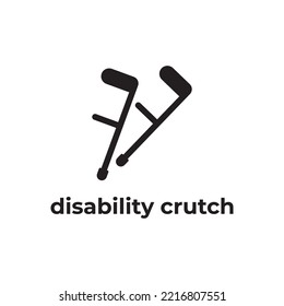 simple black disability crutch icon flat design template