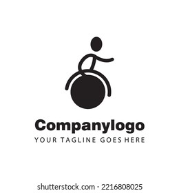 simple black disabled wheelchair for logo company design template
