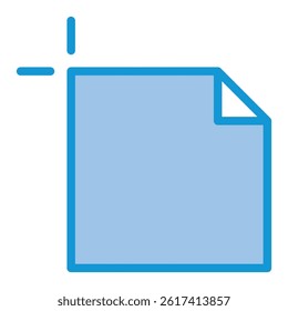 Simple black document icon with plus sign, representing file management, creation and addition