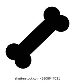 A simple black dog bone icon on a white background, symbolizing a pet treat or animal chew