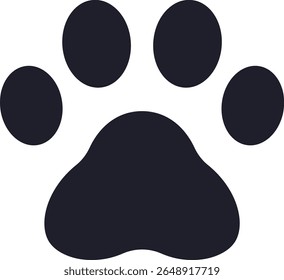 Simple black dog paw icon in minimalist style. 