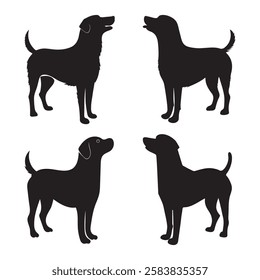 Simple, Black dog Vector silhouette illustration.
