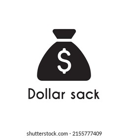 plantilla de diseño de icono de saco en dólares negros simple