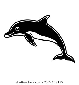 Simple Black Dolphin Silhouette with White Details