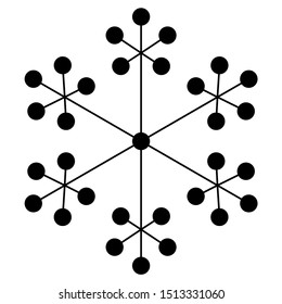 Simple black dotted snowflake. Vector icon. Christmas and winter theme.