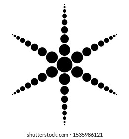Simple black dotted snowflake. Vector icon. Christmas and winter theme.