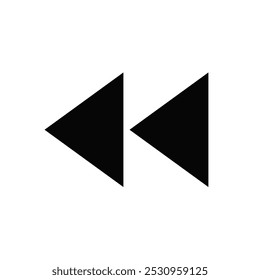 Simple black double arrow icon on white color background.