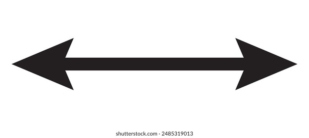 A simple black double-headed arrow – Minimalist straight arrow isolated on a white background.