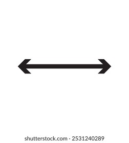 A simple black double-headed arrow – Minimalist straight arrow isolated on a white background. eps 10