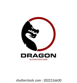 Simple Black Dragon head vector