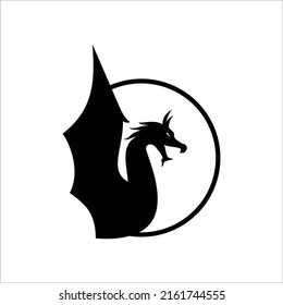 simple black dragon logo. mythology monster sign and symbol.