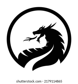 simple black dragon logo on white background great for company logos, tattoos, emblems, stickers.