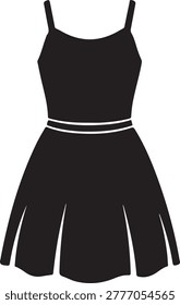 Simple black dress featuring thin white trim at neckline and skirt hem, resembling cheerleader style with a clean, minimalist design.