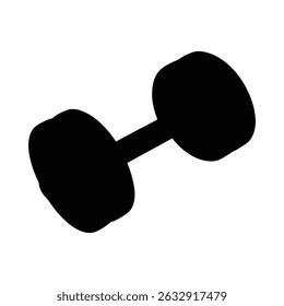 A simple, black dumbbell silhouette, ideal for fitness or gym related designs. The distinctive feature is its solid, minimalist silhouette style.