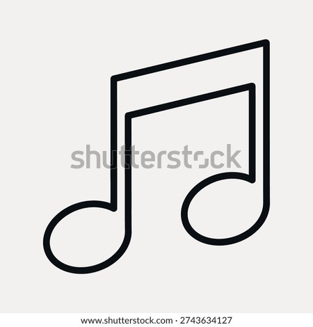 Simple black eighth note symbol with two beamed notes on a light beige background music