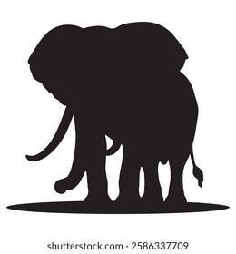 Simple Black Elephant Silhouette with Clean Edges - Elephant Vector - Elephant Illustration
