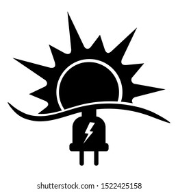 Simple black energy from sun icon isolated on white background