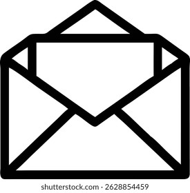 Icono de sobre negro simple con ilustración de diseño de Vector interior de papel