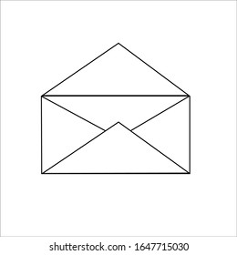 Icono de sobre negro simple en fondo blanco, icono de correo electrónico