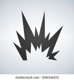 simple black explosion icon, isolated on white background.