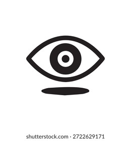 Ícone de olho preto simples que representa a visibilidade digital da percepção da visão ou o conteúdo oculto alterna em um fundo branco um elemento de IU essencial.