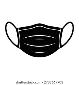 Simple black face mask with straps illustration