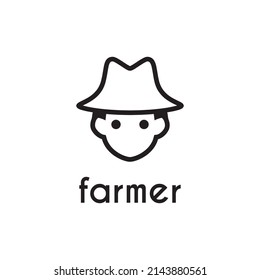 simple black farmer head icon