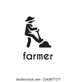 icono de trabajo simple de granjero negro