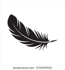 Una pluma negra simple sobre un fondo blanco Profesional de alta calidad
