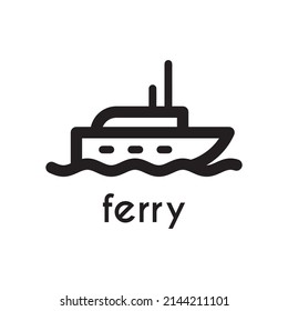 simple black ferry icon line