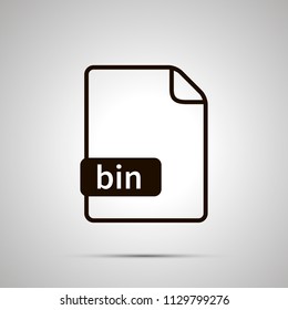 Simple black file icon with bin extension on gray