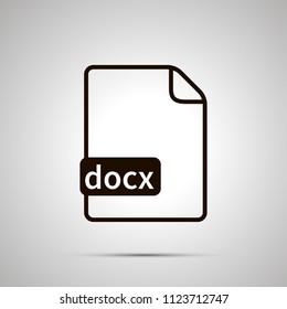 Simple black file icon with docx extension on gray