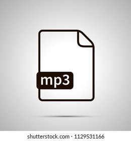 Simple black file icon with mp3 extension on gray
