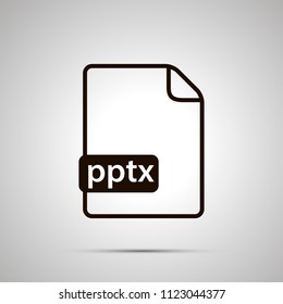 Simple black file icon with pptx extension on gray