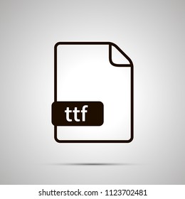 Simple black file icon with ttf extension on gray