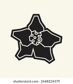 Icono de flor relleno negro simple en estilo de recorte