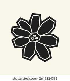 Icono de flor relleno negro simple en estilo de recorte