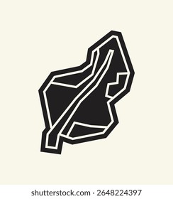 Simple Black Filled Leaf Icon in Cutout Style