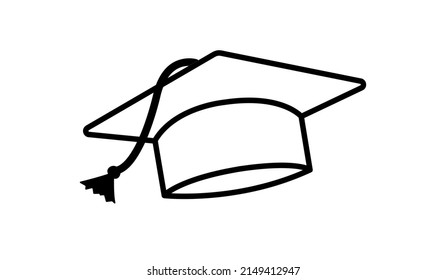 sombrero de graduación de icono de línea negra simple, símbolo del día de graduación, elemento vector aislado