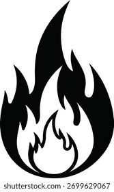Einfaches schwarzes Feuer flache Illustration Symbol Silhouette