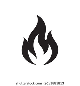 Einfaches schwarzes Feuersymbol auf weißem Hintergrund.