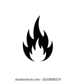 Simple Black Fire Icon on White Background