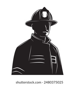 simple black Firefighter silhouette on white background