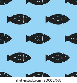 Simple black fish icon on white background seamless.