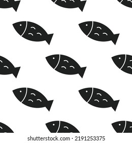 Einfache schwarze Fische Symbol auf weißem Hintergrund nahtlos.