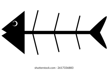 Simple black fishbone diagram. Vector Flat Illustration.